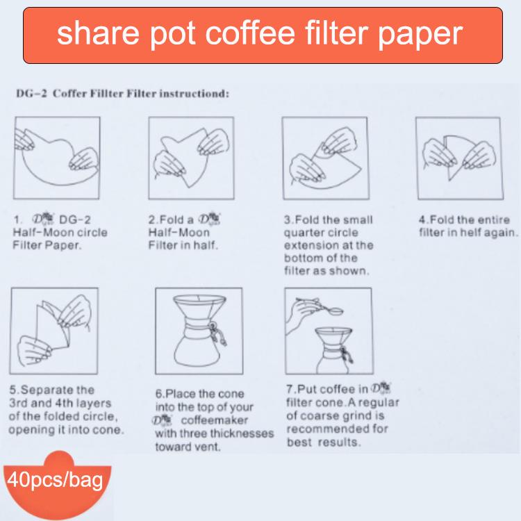 自然な無漂白のコーンファンの形のコーヒーろ紙 Natural Unbleached Cone Fan Shape Coffee Filter Paper