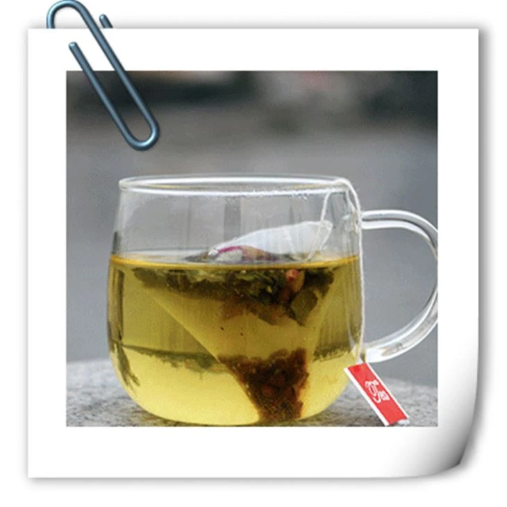 6.5*8cm Biodegradable Non-woven Pyramid Tea Bag Filters Nylon TeaBag Single String With Label Transparent Empty Tea Bags